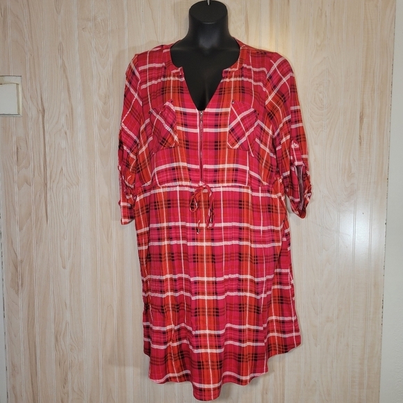 Torrid Plaid Cinched-Waist Dress Sz 2X - Picture 2 of 5